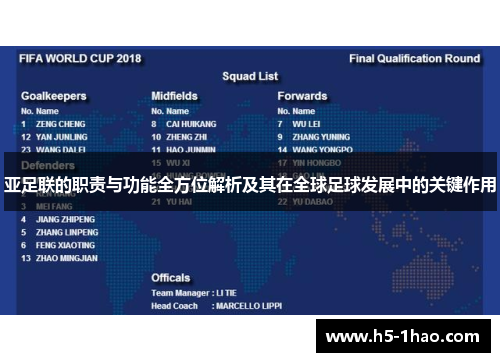 亚足联的职责与功能全方位解析及其在全球足球发展中的关键作用